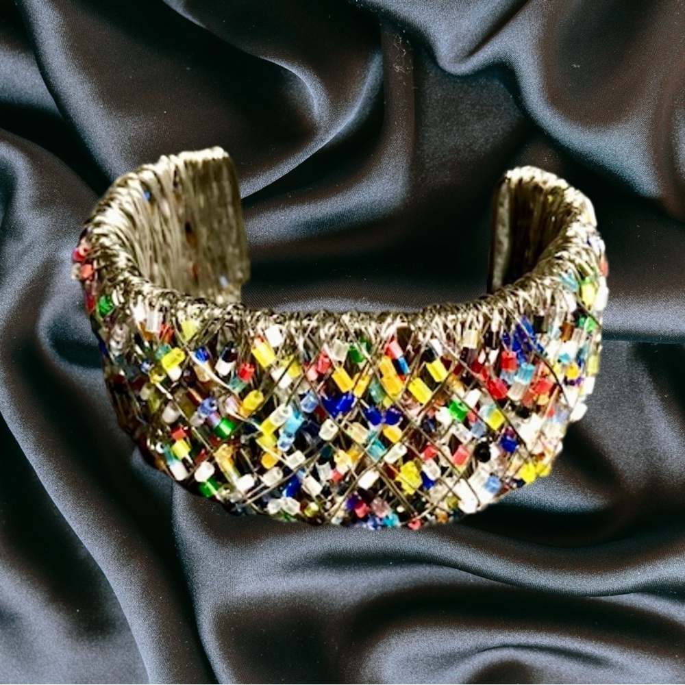 Jazz Multi Bead Wire Wrapped Cuff - image 1